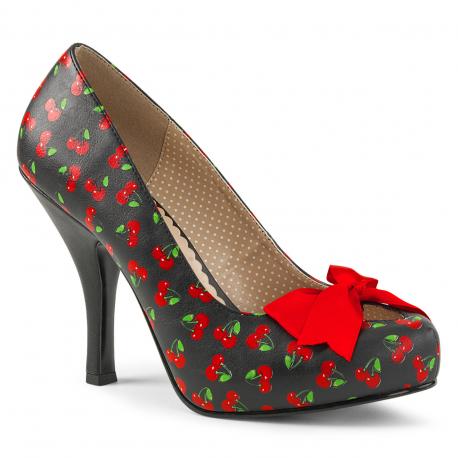 Escarpin plateforme vintage talon avec motif cerise chaussure pas chere femme