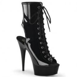 Bottine Pole Dance Ouverte Vinyle | Plateforme & talon 15 cm DEL-1016