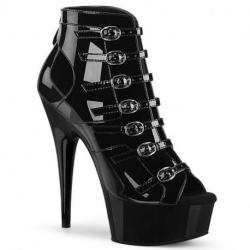 Bottine Fetish Plateforme Vinyle - 7 Brides, talon 15 cm | DEL-600-11