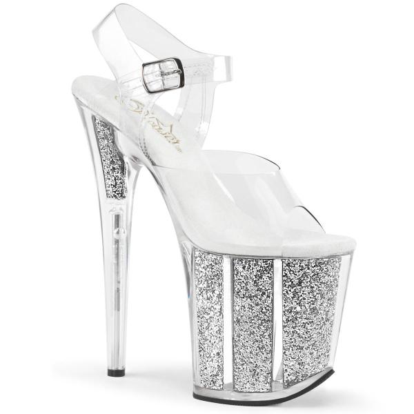 Chaussure pole dance argentée à talon 20cm - FLAM808G/C/S - Pleaser