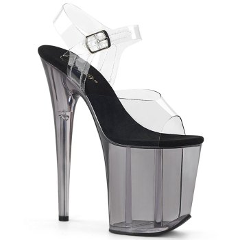 Chaussure pole dance transparente talon 20cm - FLAM808T/C/SMK Pleaser