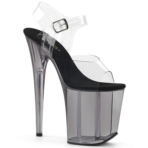 Chaussure pole dance transparente talon 20cm - FLAM808T/C/SMK Pleaser