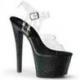 Sandale pole dance transparente à plateforme noire avec mini paillettes colorées mate et talon 18 cm Pleaser