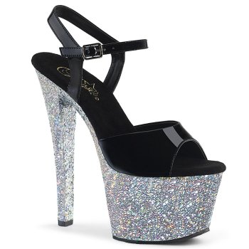 Sandale pole exotic noire et paillettes à talon 18 cm Pleaser SKY309LG/B/SG