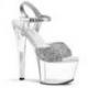 Sandale pole exotic argent pailletée à plateforme plexi et talon 18 cm SKY310/SG/C