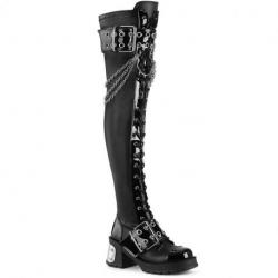 Cuissardes Gothiques Stretch avec Chaînes & Boucles | Demonia Cult