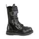Botte Rangers cuir noir à coque métal et sangles Demonia grande taille du 36 au 46