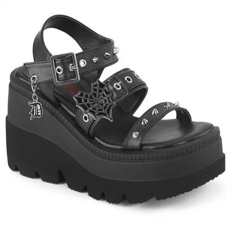 Sandales Compensées Gothiques noire à Clous Demonia Cult SHA13/BVL