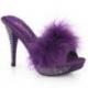 Mule violettes avec plumes et strass à haut talon 11 cm