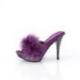 Mule violettes avec plumes et strass à talon aiguille 11 cm