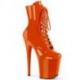 Bottine Pole Dance orange verni avec talon haut 20 cm Pleaser