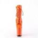 Bottine gogo orange verni avec talon haut 20 cm Pleaser