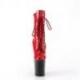 Bottine Pole Dance rouge vernis talon aiguille 20 cm et plateforme noire Pleaser