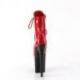 Bottine Pole Dance rouge vernis talon aiguille 20 cm et plateforme noire Pleaser