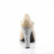 Escarpin babies de soirée nude à glitter argent grande taille