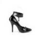 Escarpin Verni Noir avec Cadenas | Bride Cheville Dominatrice et talon 12 cm