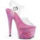 Sandale pole dance transparente pvc mat à plateforme rose | Adore