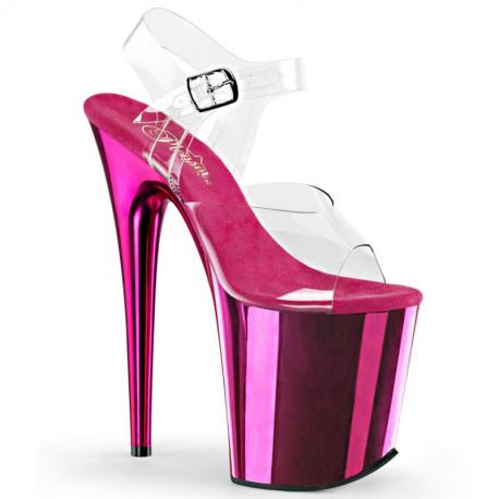 sandale pole dance rose fuchsia plateforme talon 20 cm