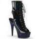Bottine pole exotic ouverte noire vernie à plateforme strass et talon 18 cm Pleaser