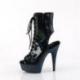 Bottine pole exotic ouverte noire vernie à plateforme strass et talon 18 cm Pleaser