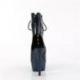 Bottine pole exotic ouverte noire vernie à plateforme strass et talon 18 cm Pleaser