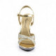 Sandale dorée et strass à talon aiguille transparent taille 45
