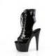 Bottine ouverte noire vernie à plateforme noire vernie et talon 18 cm | Pleaser Hight Heels