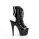 Bottine ouverte noire vernie à plateforme noire vernie et talon 18 cm sexy | Pleaser