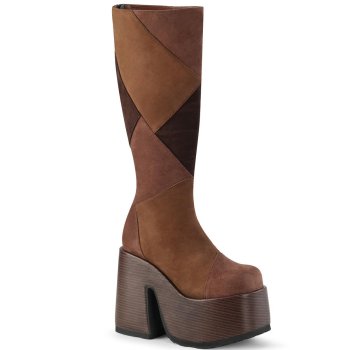 Bottes compensée à talon en suede marron Demonia Cult CAM280 : Le Néo-70s Goth