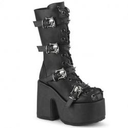 Bottes Plateforme Gothiques à Têtes de Mort & Lacets Demonia Cult