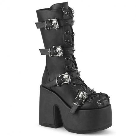 Bottes Plateforme Gothiques à Têtes de Mort & Lacets Demonia Cult