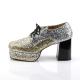 Chaussure disco années 70 homme à paillettes argentées et dorées / Déguisement , animation