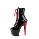 Bottine plateforme"Adore" Pleaser Shoes noire à talon rouge 18 cm