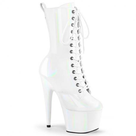 Chaussure pole dance blanche vernie avec plateforme blanche vernie - pleaser