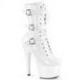 Chaussure pole dance à boucles blanche vernie à talon aiguille | Pleaser exotic