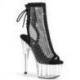 Chaussure pole dance ouverte transparente avec résille et strass à talon aiguille | Adore