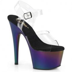 Chaussure pole dance transparente a plateforme irisé chrome | pleaser