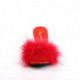 Mule pompon plume rouge à talon de 7 cm petite taille 35 1/2 promo