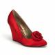 Escarpin talon compensé 10 cm rouge satin taille 38 promo