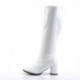 Botte blanche vernis femme à talon carré spéciale mollet large taille 38