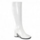 Botte blanche vernis femme à talon carré spéciale mollet large taille 38