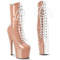 Bottine Pole dance Blanche et beige rosé à talon 18 cm | Pleaser