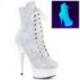 Bottine pole exotic pailletée à plateforme blanche vernis et talon 15 cm Pleaser