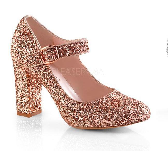 Babies rose gold a paillettes et haut talon carre