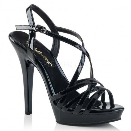 Sandale plateforme talon haut 13 cm noire à brides croisées Pleaser