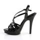 Sandale plateforme talon haut 13 cm noire à brides croisées pas chère