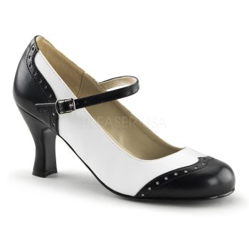 Escarpins babies bicolore noir / blanc à bride talon bobine et bout rond DISCOUNT TAILLE 38