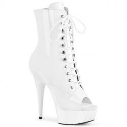 bottine pole dance peep toe blanche talon 15 cm Pleaser DEL1021/W/M