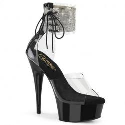 Sandale Pole Exotic DELIGHT-624RS - Plateforme Brillante avec Bracelet cheville Strass