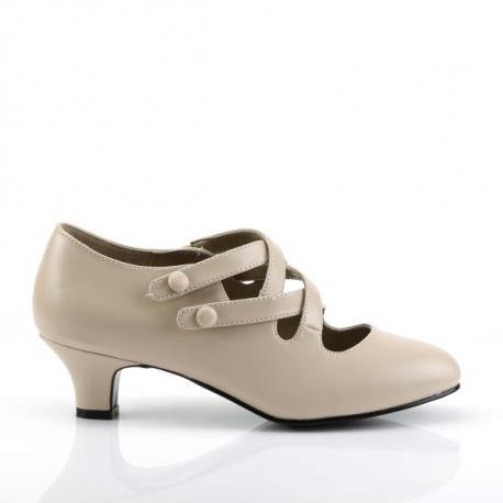 Escarpin victorien beige à petit talon